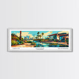 Irvine California Panoramic Travel Poster Framed Canvas Print, Mid Century Modern Art, Pop Art Style, Wall Art Decor, Home Decoration