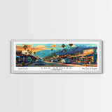 Los Angeles California Panoramic Framed Canvas Print, Mid Century Modern Wall Art, Pop Art Home Decor, Retro Style Travel Poster