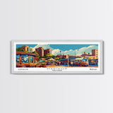 Madison Wisconsin Panoramic Painting, Mid Century Modern Framed Canvas Print, Retro Style Wall Art, Pop Art Travel Poster