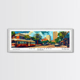 New Orleans Louisiana Panoramic Wall Art, Mid Century Modern Framed Canvas Print, Retro Pop Art Travel Poster, Home Decor