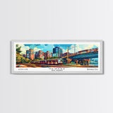 Newark New Jersey Panoramic Painting, Retro Style Framed Canvas Print, Mid Century Modern Wall Art, Pop Art Travel Poster