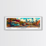 Philadelphia Pennsylvania Panoramic Painting, Retro Style Framed Canvas Print, Mid Century Modern Wall Art, Pop Art Travel Poster