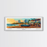 Virginia Beach Virginia Panoramic Wall Art, Mid Century Modern Framed Canvas Print, Retro Pop Art Travel Poster, Living Room Decor