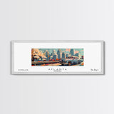 Atlanta Georgia Panoramic Painting, Mid Century Modern Framed Canvas Print, Retro Pop Art Travel Poster, Wall Decor, Gift Idea, Home Decor