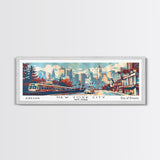 New York New York Panoramic Wall Art, Mid Century Modern Framed Canvas Print, Retro Pop Art Travel Poster, Home Decor, Office Art, Gift Idea, Living Room Wall Hanging