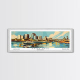 Saint Paul Minnesota Panoramic Painting, Mid Century Modern Framed Canvas Print, Retro Pop Art Travel Poster, Living Room and Office Wall Art