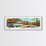 Scottsdale Arizona Panoramic Painting, Mid Century Modern Framed Canvas Print, Retro Pop Art Travel Poster, Living Room and Office Wall Art