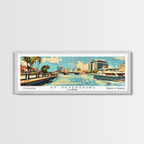 St. Petersburg Florida Panoramic Wall Art, Mid Century Modern Framed Canvas Print, Retro Pop Art Travel Poster, Living Room and Office Wall Art