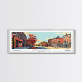 Ann Arbor Michigan Panoramic Painting, Mid Century Modern Framed Canvas Print, Retro Pop Art Travel Poster, Office Art, City Print