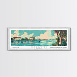 Clearwater Florida Panoramic Painting, Mid Century Modern Framed Canvas Print, Retro Pop Art Travel Poster, Home Decor, City Art