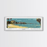 Clearwater Florida Panoramic Painting, Mid Century Modern Framed Canvas Print, Retro Pop Art Travel Poster, Home Decor, City Art