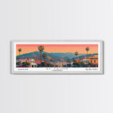 El Cajon California Panoramic Wall Art, Mid Century Modern Framed Canvas Print, Retro Pop Art Travel Poster, City Home Decor, Office Art