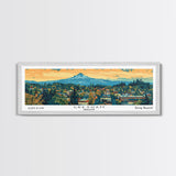 Gresham Oregon Panoramic Art, Mid Century Modern Framed Canvas Print, Retro Pop Art Travel Poster, Office Wall Decor