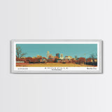 Knoxville Tennessee Panoramic Wall Art, Mid Century Modern Framed Canvas Print, Retro Pop Art Travel Poster, Living Room Art