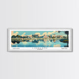 Lakeland Florida Panoramic Painting, Mid Century Modern Framed Canvas Print, Retro Pop Art Travel Poster, Home Wall Decor