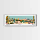 Mesa Arizona Panoramic Painting, Mid Century Modern Framed Canvas Print, Retro Pop Art Travel Poster, Office Wall Art