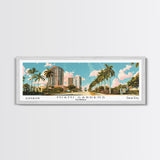 Miami Gardens Florida Panoramic Painting, Mid Century Modern Framed Canvas Print, Retro Pop Art Travel Poster, Home Wall Decor