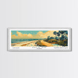 Palm Bay Florida Panoramic Wall Art, Mid Century Modern Framed Canvas Print, Retro Pop Art Travel Poster, City Art, Office Wall Decor, Living Room Art