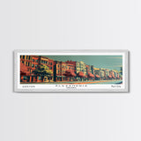 Alexandria Virginia Panoramic Painting, Framed Canvas Print, Mid Century Modern Wall Art, Retro Pop Art Travel Poster, Living Room Decor, City Art