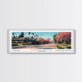 Garden Grove California Panoramic Painting, Framed Canvas Print, Mid Century Modern Wall Art, Retro Pop Art Travel Poster, Living Room Decor, City Art