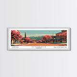 Glendale Arizona Panoramic Wall Art, Framed Canvas Print, Mid Century Modern Style, Retro Pop Art Travel Poster, Living Room Art, Home Decor, Cityscape