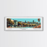 Hayward California Panoramic Painting, Framed Canvas Print, Mid Century Modern Wall Art, Retro Pop Art Travel Poster, Cityscape Decor, Office Wall Art, Home Decor