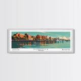 Norfolk Virginia Panoramic Painting, Mid Century Modern Framed Canvas Print, Retro Pop Art Travel Poster, Living Room Wall Decor