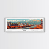 Reno Nevada Panoramic Painting, Mid Century Modern Framed Canvas Print, Retro Pop Art Travel Poster, Living Room Wall Decor