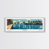 Tampa Florida Panoramic Wall Art, Mid Century Modern Framed Canvas Print, Retro Pop Art Cityscape, Travel Poster, Living Room Decor