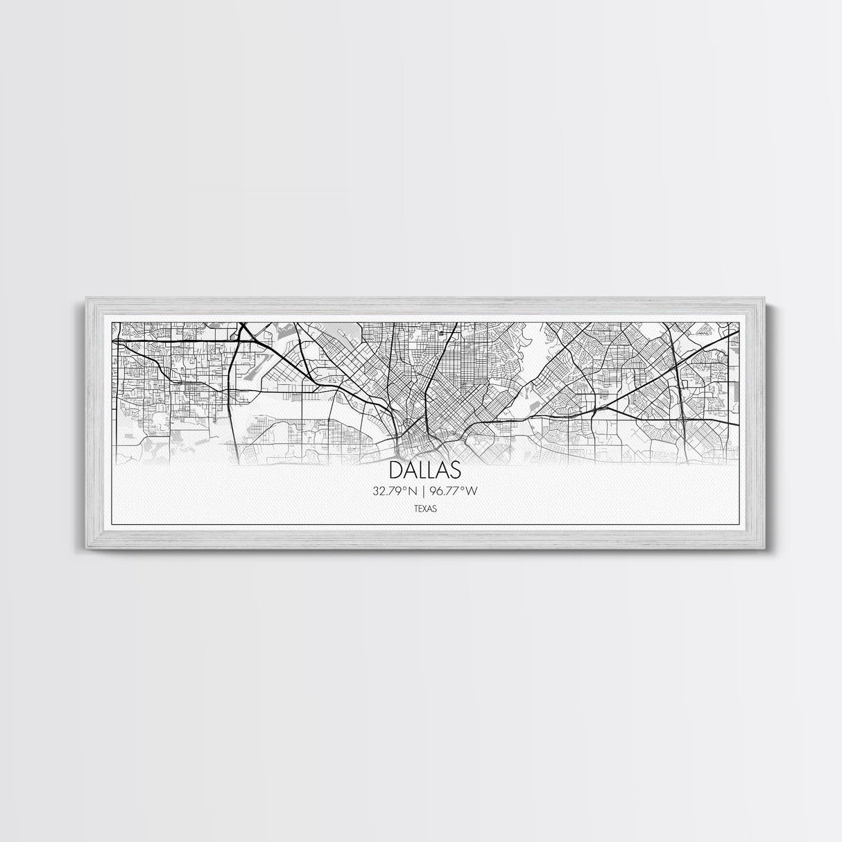 Panoramic Dallas City Map, Texas Art, Map Print, Minimalist Wall Art, Canvas Art, Housewarming Gift, Street Map Art, Closing Gift