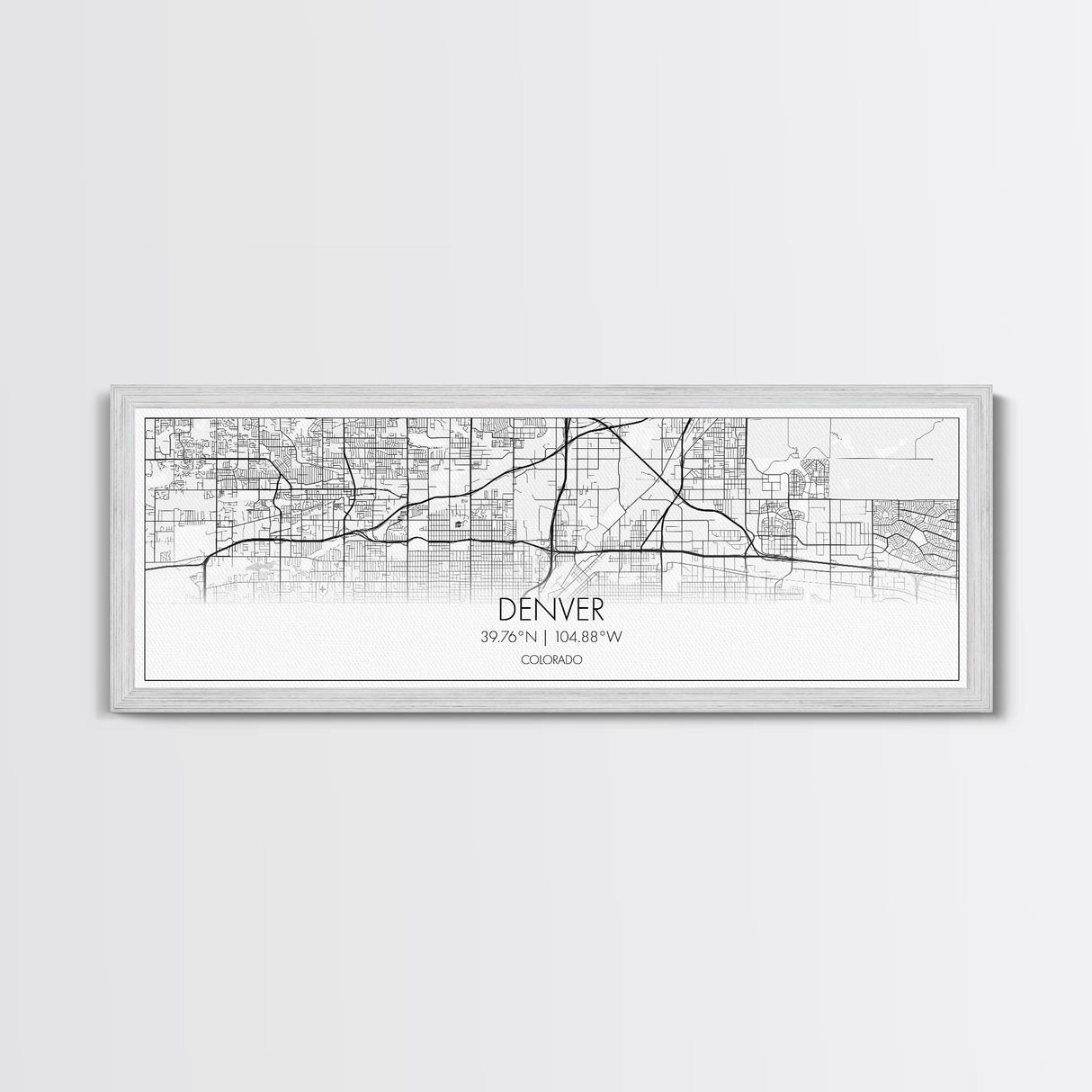 Panoramic Denver City Map, Colorado Art, Map Print, Minimalist Wall Art, Canvas Art, Housewarming Gift, Street Map Art, Closing Gift