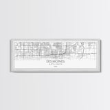 Panoramic Des Moines City Map, Iowa Art, Map Print, Minimalist Wall Art, Canvas Art, Housewarming Gift, Street Map Art, Closing Gift