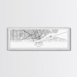 Panoramic Detroit City Map, Michigan Art, Map Print, Minimalist Wall Art, Canvas Art, Housewarming Gift, Street Map Art, Closing Gift