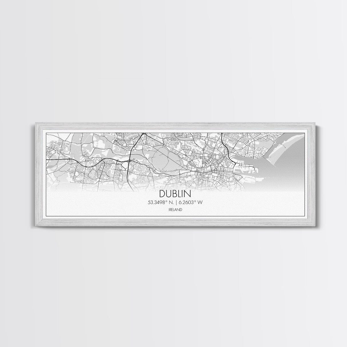 Panoramic Dublin City Map, Ireland Art, Map Print, Minimalist Wall Art, Canvas Art, Housewarming Gift, Street Map Art, Closing Gift