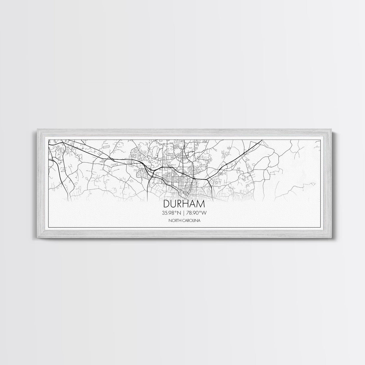 Panoramic Durham City Map, North Carolina Art, Map Print, Minimalist Wall Art, Canvas Art, Housewarming Gift, Street Map Art, Closing Gift