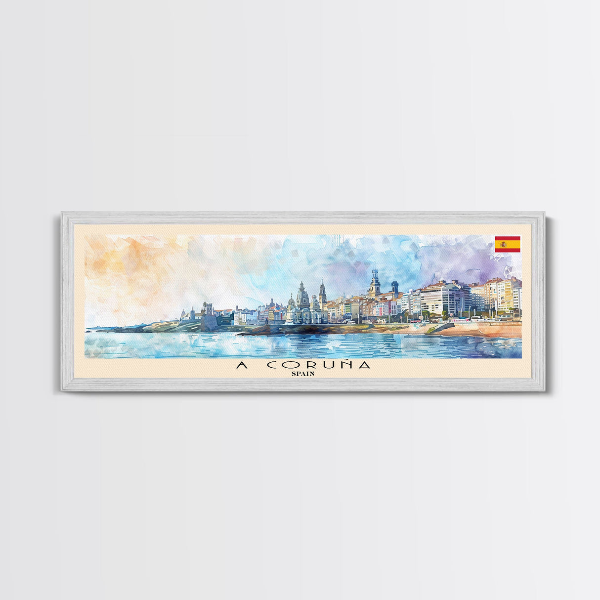 A Coruña Spain Travel Art, City Art, Framed Canvas Print or Metal Wall Art, Europe Travel Poster, Panoramic Wall Art, Extra Wide Wall Art