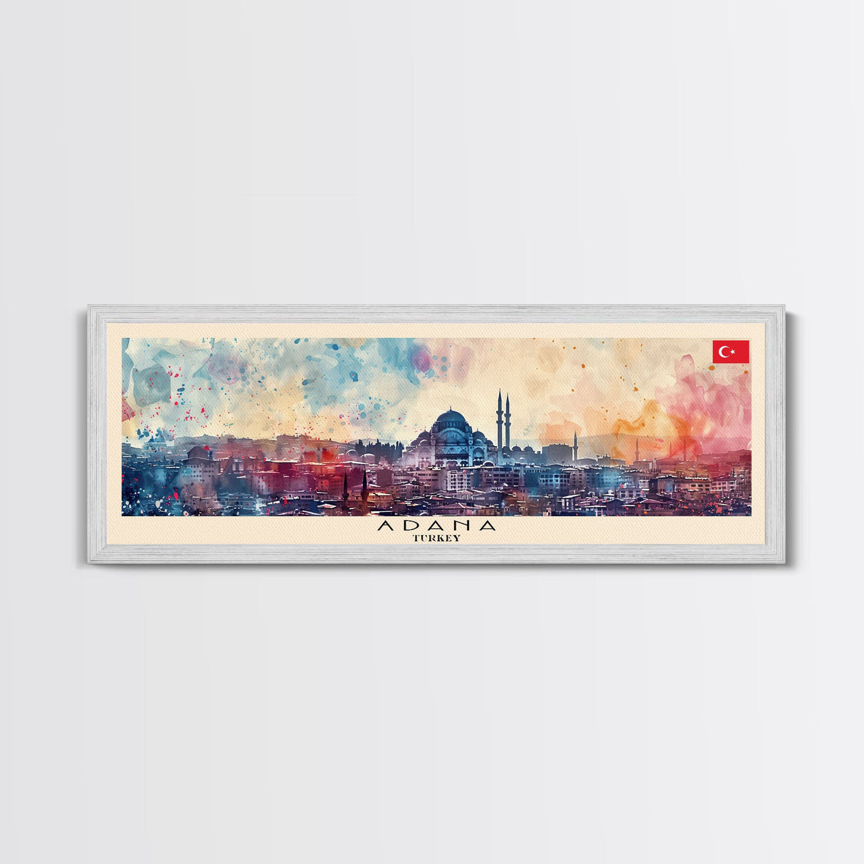 Adana Turkey Travel Art, City Art, Framed Canvas Print or Metal Wall Art, Europe Travel Poster, Panoramic Wall Art, Extra Wide Wall Art