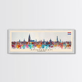 Amsterdam Netherlands Travel Art, City Art, Framed Canvas Print or Metal Wall Art, Europe Travel Poster, Panoramic Wall Art, Extra Wide Wall Art