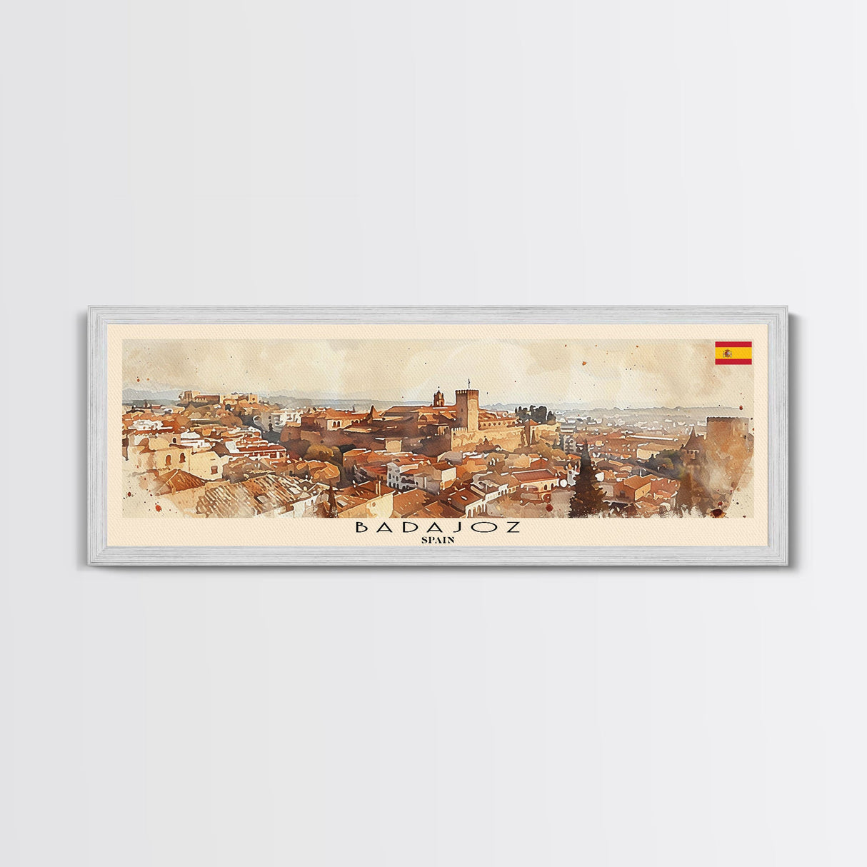 Badajoz Spain Wall Art, Panoramic Travel Poster, Panoramic Framed Canvas Print, City Wall Art, Wall Hanging Home Decor, Travel Art