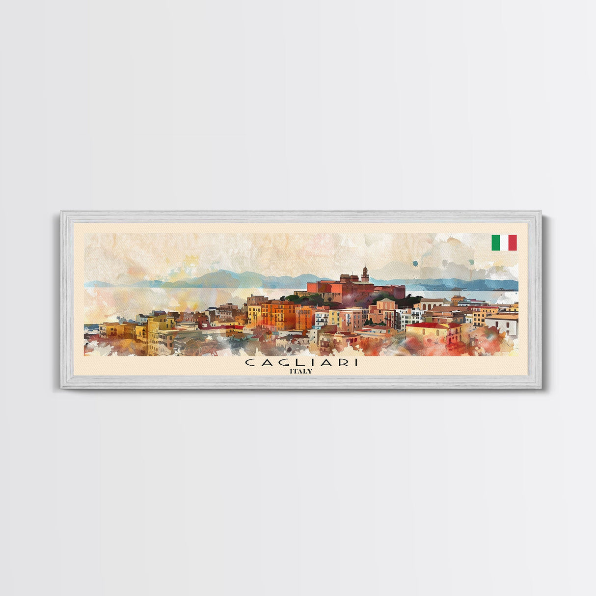 Cagliari Italy Wall Art, Panoramic Travel Poster, Panoramic Framed Canvas Print, City Wall Art, Wall Hanging Home Decor, Travel Art