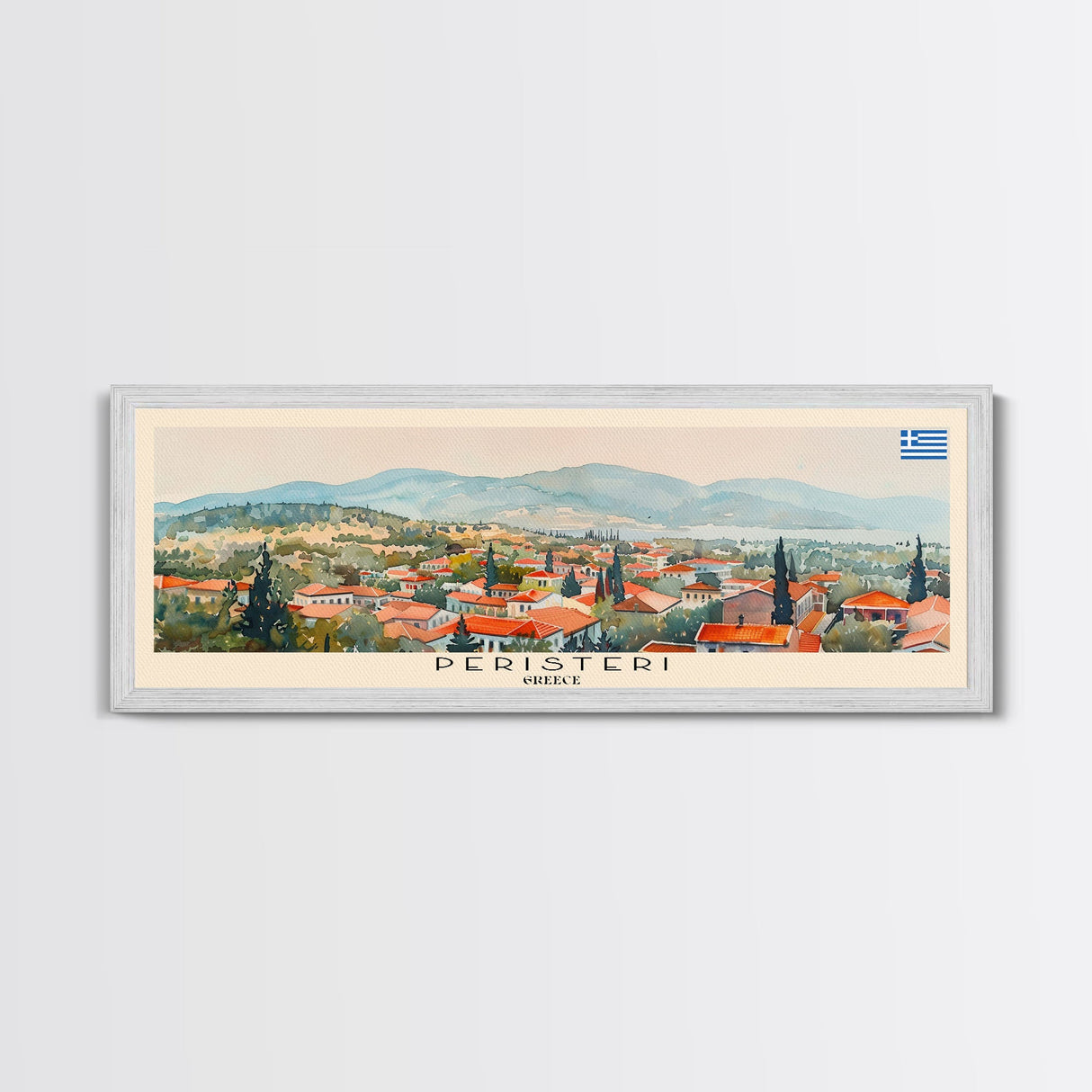 Peristeri Greece Travel Print Wall Art, Panoramic City Art, Travel Art, Wall Decor, Vacation Gift, Framed Canvas Print Or Metal Art