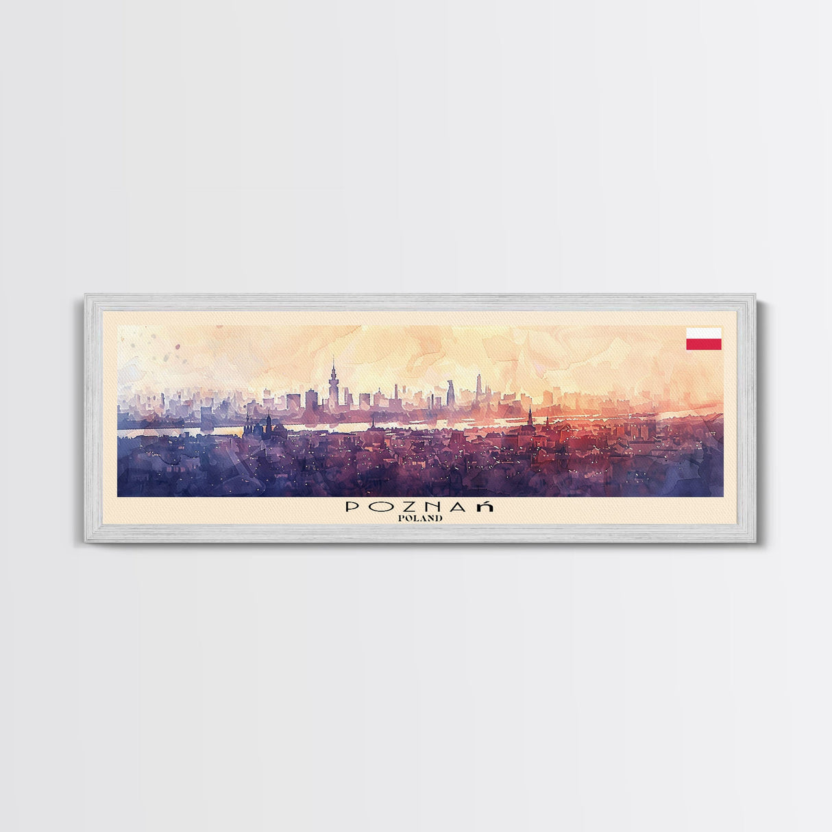 Pozna Poland Travel Art, City Art, Framed Canvas Print or Metal Wall Art, Europe Travel Poster, Panoramic Wall Art, Extra Wide Wall Art