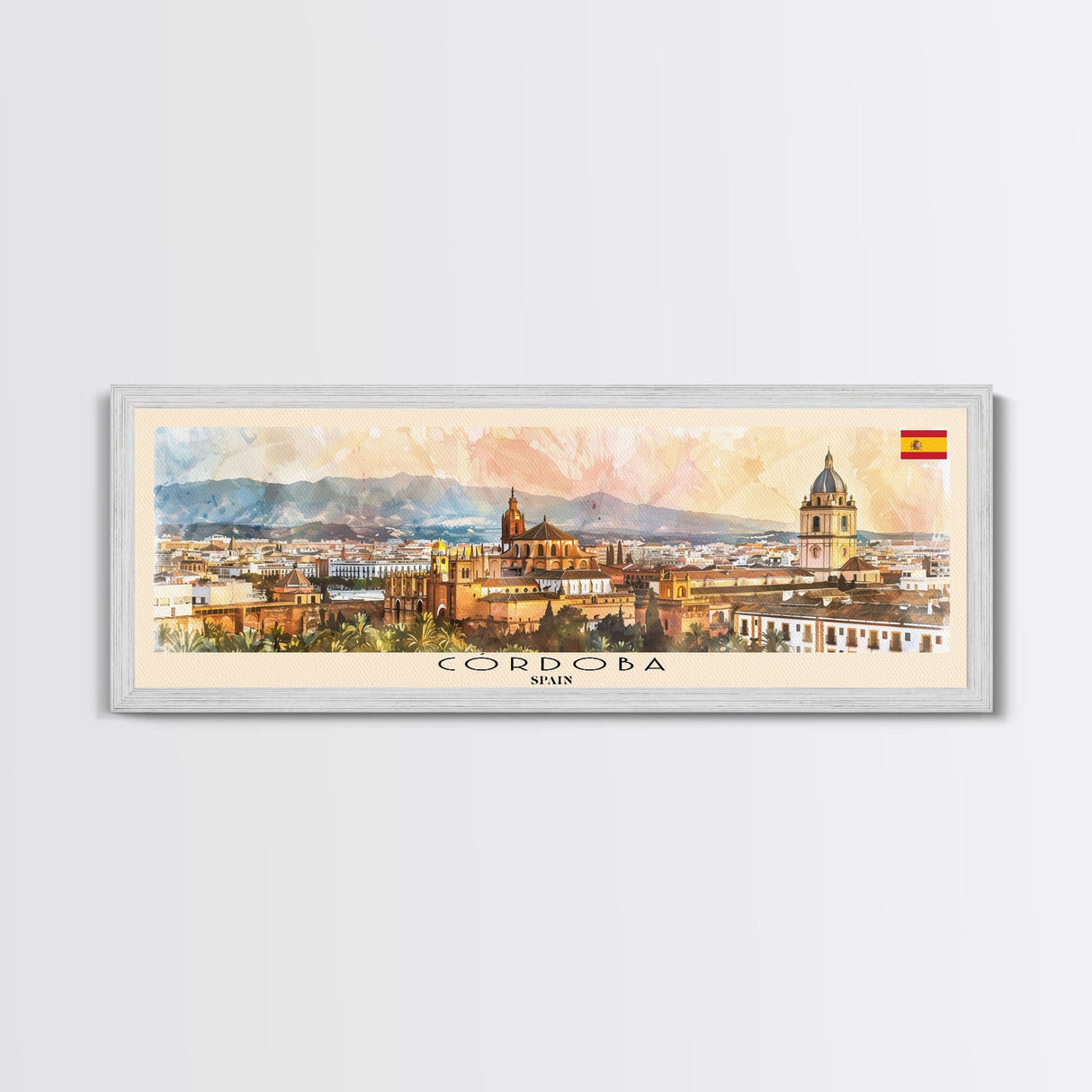 Cordoba Spain Travel Art, City Art, Framed Canvas Print or Metal Wall Art, Europe Travel Poster, Panoramic Wall Art, Extra Wide Wall Art