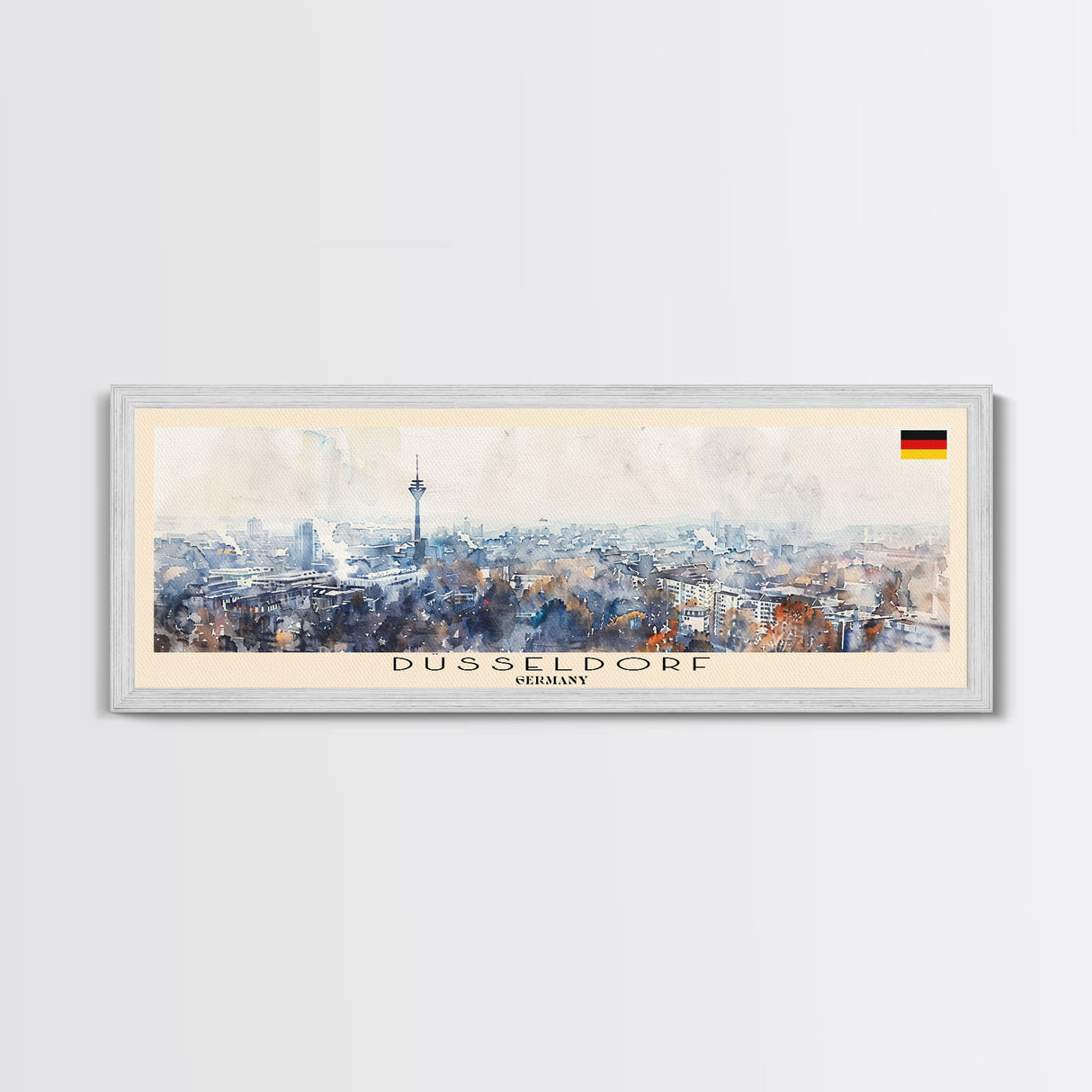 Dusseldorf Germany Travel Art, City Art, Framed Canvas Print or Metal Wall Art, Europe Travel Poster, Panoramic Wall Art, Extra Wide Wall Art