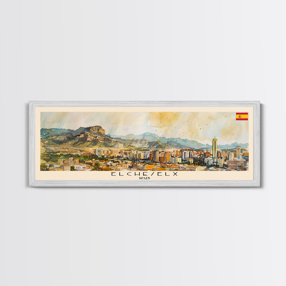 Elche Spain Travel Art, City Art, Framed Canvas Print or Metal Wall Art, Europe Travel Poster, Panoramic Wall Art, Extra Wide Wall Art