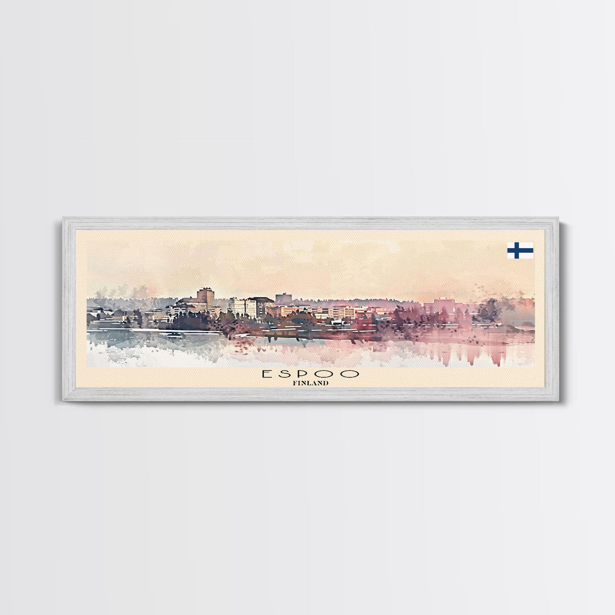 Espoo Finland Wall Art, Panoramic Travel Poster, Panoramic Framed Canvas Print, City Wall Art, Wall Hanging Home Decor, Travel Art