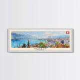 Geneva Switzerland Wall Art, Panoramic Travel Poster, Panoramic Framed Canvas Print, City Wall Art, Wall Hanging Home Decor, Travel Art