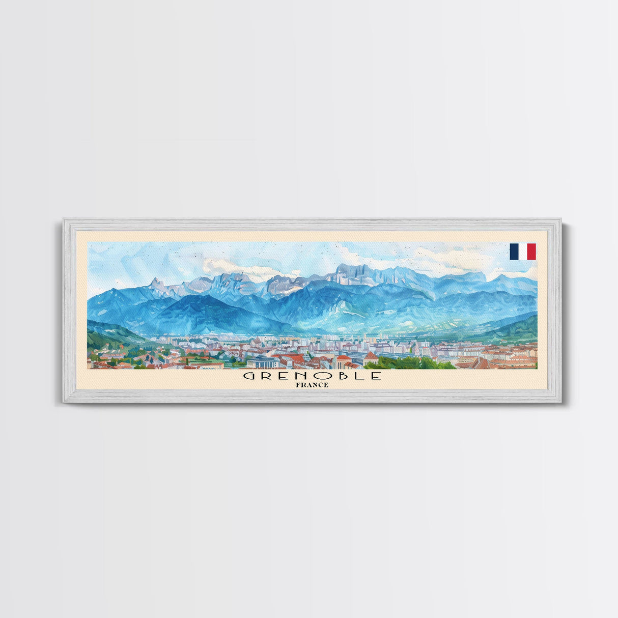 Grenoble France Travel Print Wall Art, Panoramic City Art, Travel Art, Wall Decor, Vacation Gift, Framed Canvas Print Or Metal Art