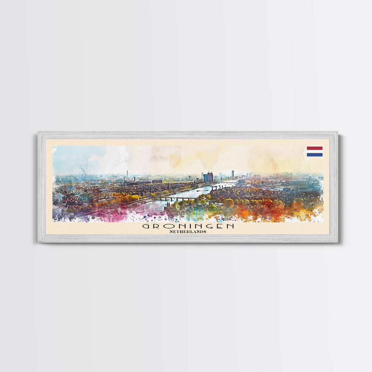 Groningen Netherlands Travel Art, City Art, Framed Canvas Print or Metal Wall Art, Europe Travel Poster, Panoramic Wall Art, Extra Wide Wall Art