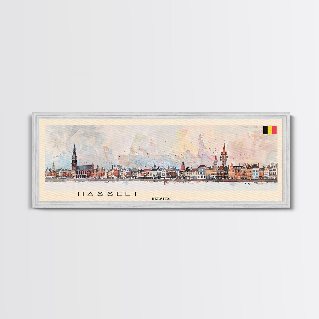 Hasselt Belgium Wall Art, Panoramic Travel Poster, Panoramic Framed Canvas Print, City Wall Art, Wall Hanging Home Decor, Travel Art